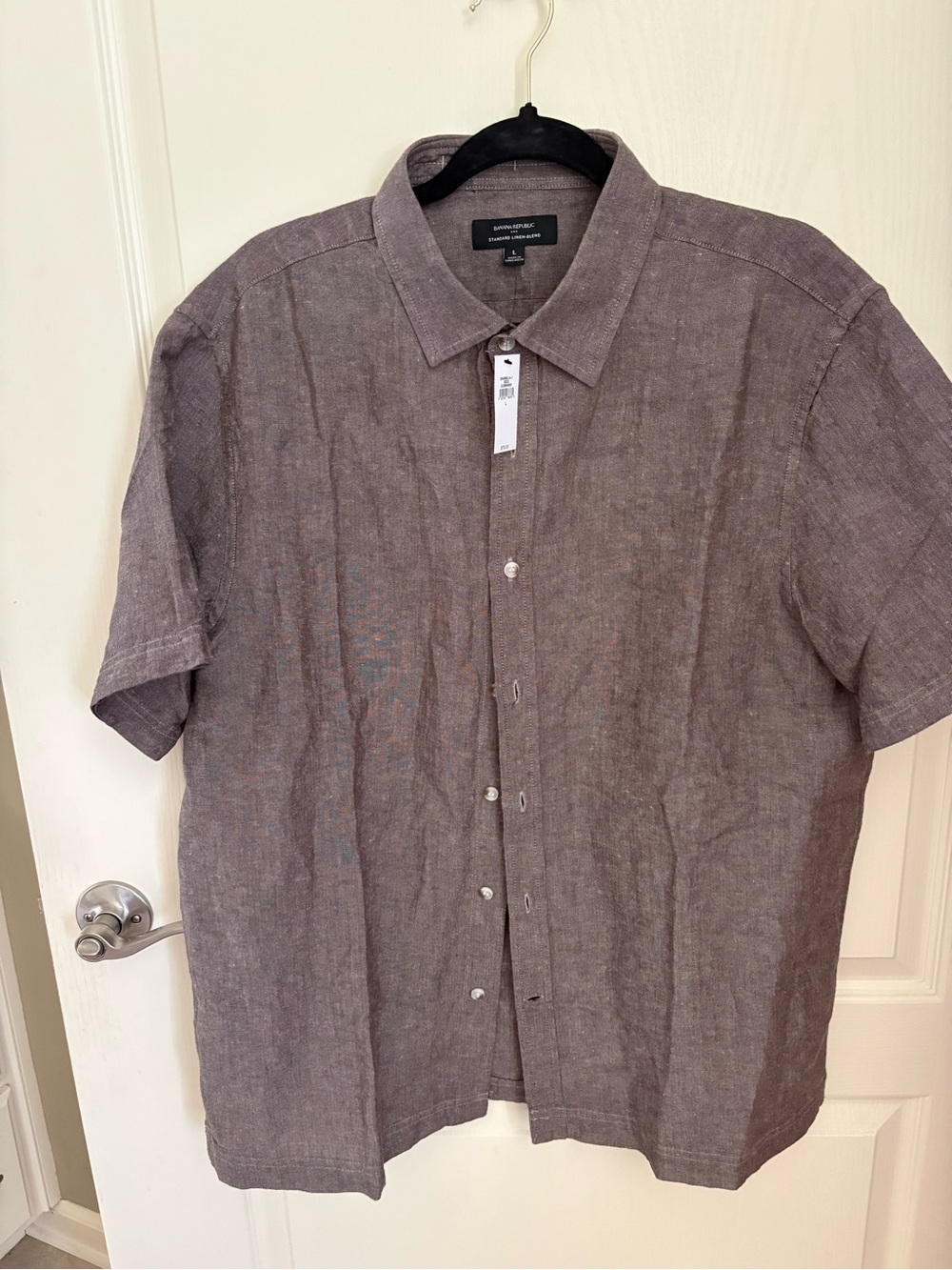 Banana Republic Men's Short-Sleeve Button-Down Shirt - Charcoal Gray